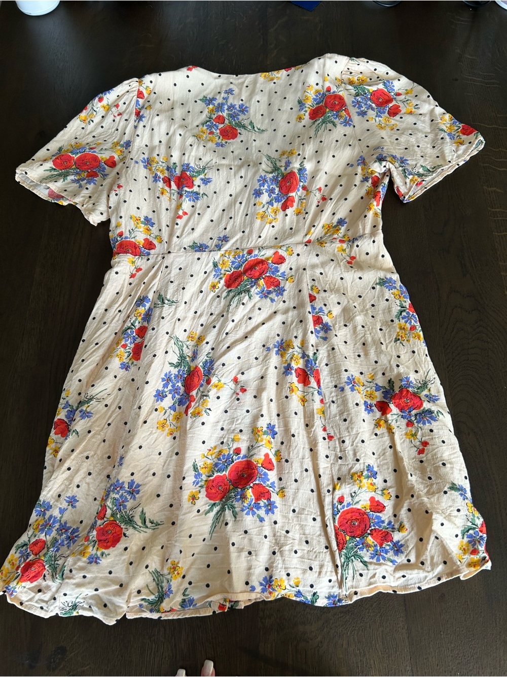 Sezane Lilly dress in poppy print floral mini dress button down short sleeve - Picture 15 of 16
